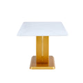 Table And Chair Set, Modern Minimalism And Luxurious White Rectangular Pattern Dining Table. Soft And Comfortable Dining Chairs For Dining Rooms, Living Rooms, Terraces And Kitchens. White Seats 8 Mdf Glass