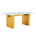Large Modern Rectangular Table With 0.4 Inch Patterned Tabletop And Large Mdf Table Legs, Suitable For Kitchen, Dining Room, And Living Room 71 