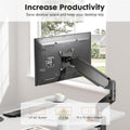 Single Monitor Stand Arm, 13'' To 32'' Adjustable Desk Monitor Mount, Black Black Steel