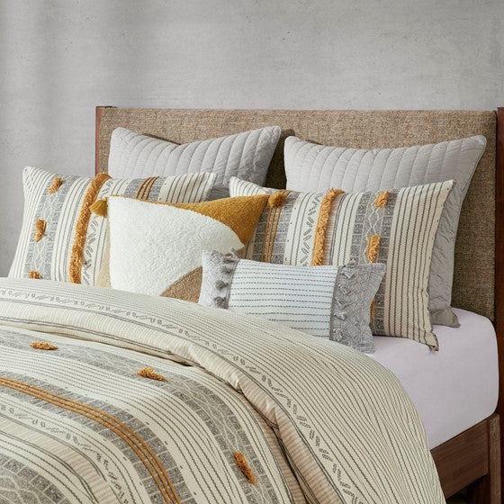 3 Piece Cotton Duvet Cover Set King Multicolor Cotton