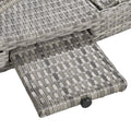 K&K 80'' Outdoor Wicker Chaise Lounge Chairs Set Of 2, Patio Rattan Reclining Chair Pull Out Side Table Adjustable Backrest Ergonomic Wave Design Pool Sunbathing Recliners, Grey No Lounge Grey Seats