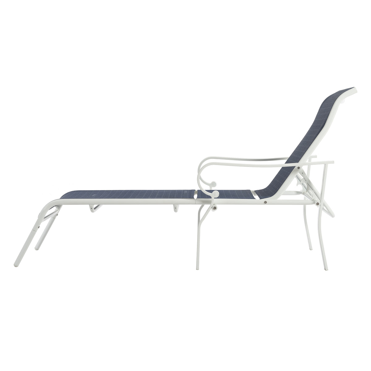 3 Pack Patio Lounge Chair, Outdoor Chaise Lounge With 5 Adjustable Backrest, Sturdy Steel Frame, Sunbathing Recliner, Beach Chair, Tanning Chair For Outside, Yard, Balcony, Pool Chairs,White Blue