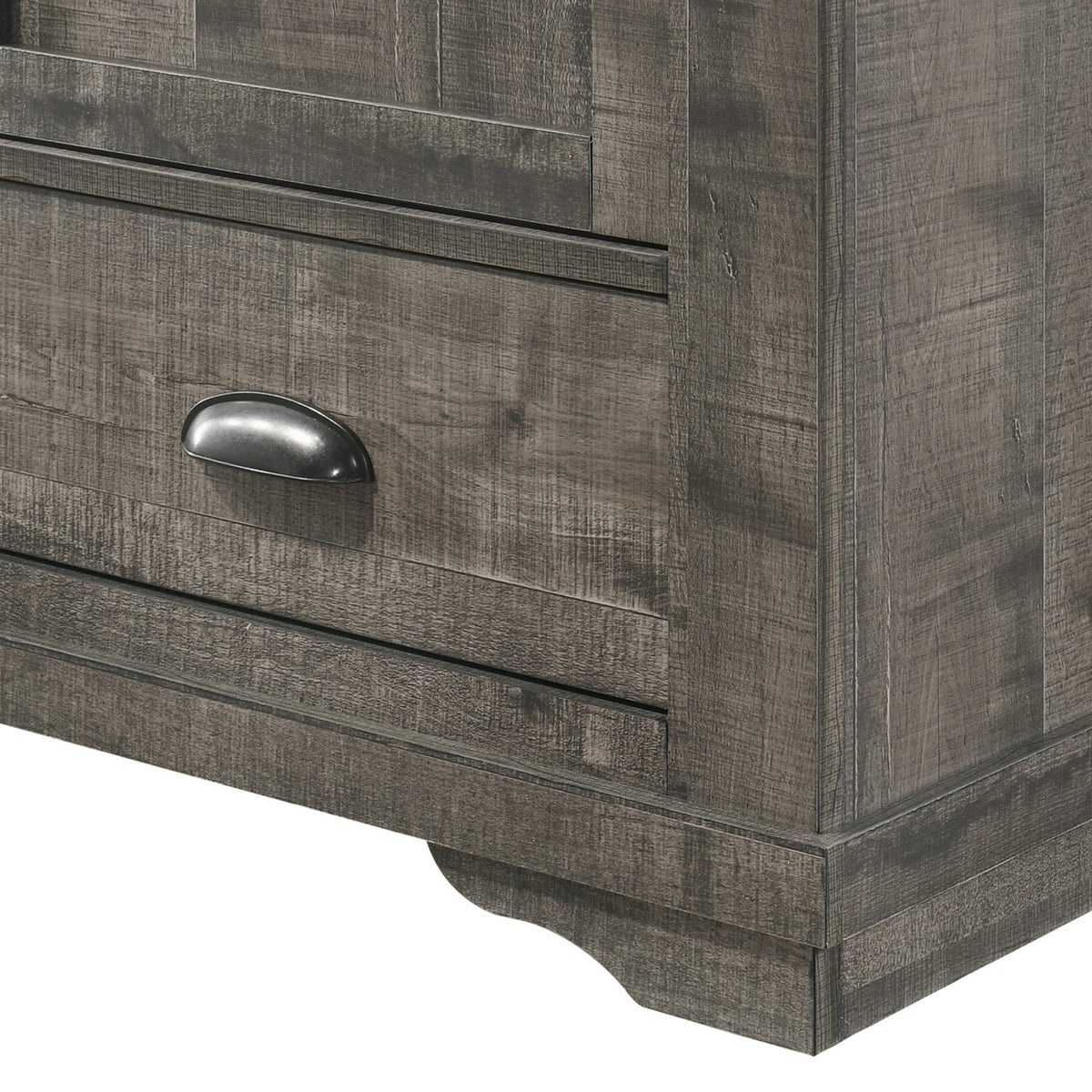 63 Inch Tv Entertainment Console, 2 Cabinets And Shelves, 3 Drawers, Gray Gray Wood Metal