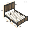 Farmhouse Wooden Platform Full Size Bed, Modern Platform Bed With Wooden Strip Decoration, Plywood Slats Support, Black Full Black Particle Board