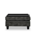 Sectional 3 Seaters Sofa ,Double Sided Multi Functional Footstool, Storage Matnon Slip Leg, Two Pillows, Velvet, Dark Grey Dark Grey Velvet 3 Seat