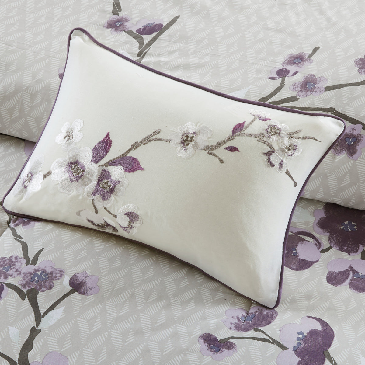 8 Piece Cotton Comforter Set Purple Taupe Queen Queen Purple Taupe Polyester