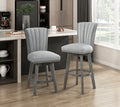 Gray Finish Set Of 2 Pub Height Chairs Swivel Seat Tufted Fabric Upholstered Solid Wood Dining Furniture Transitional Style Gray Dining Room Transitional Solid Wood
