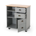 Provence Kitchen Cart With 2 Drawers 1 Door Grey Wood