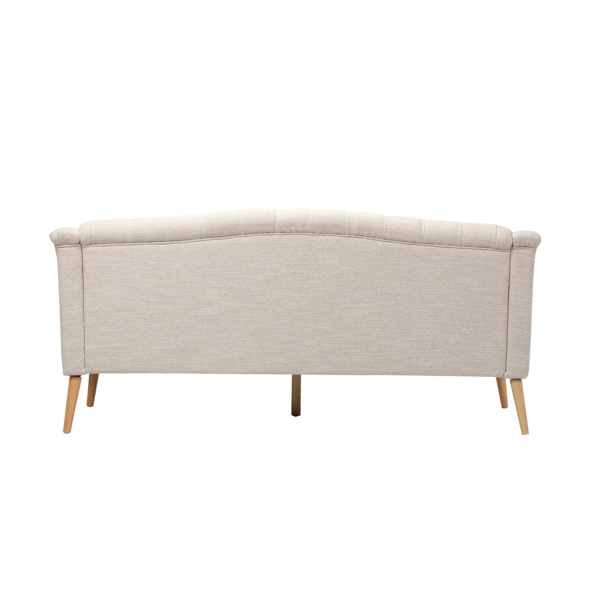 Comfy 3 Seat Sofa With Wooden Legs, Pu, For Living Room And Study Beige Fabric 3 Seat