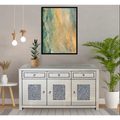 53.15'' Mirrored Glass Sideboard With 3 Drawers 3 Doors Silver Dining Room Luxury,Modern Cabinets Included Mdf Glass,Mirror