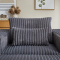 62.5 Inch Corduroy Sponge Sofa Lounge Chair With Removable Footrest,No Assembly Required,Fluffy Modern Sleeper Chair For Indoor Living Room Bedroom Grey Foam Corduroy 1 Seat