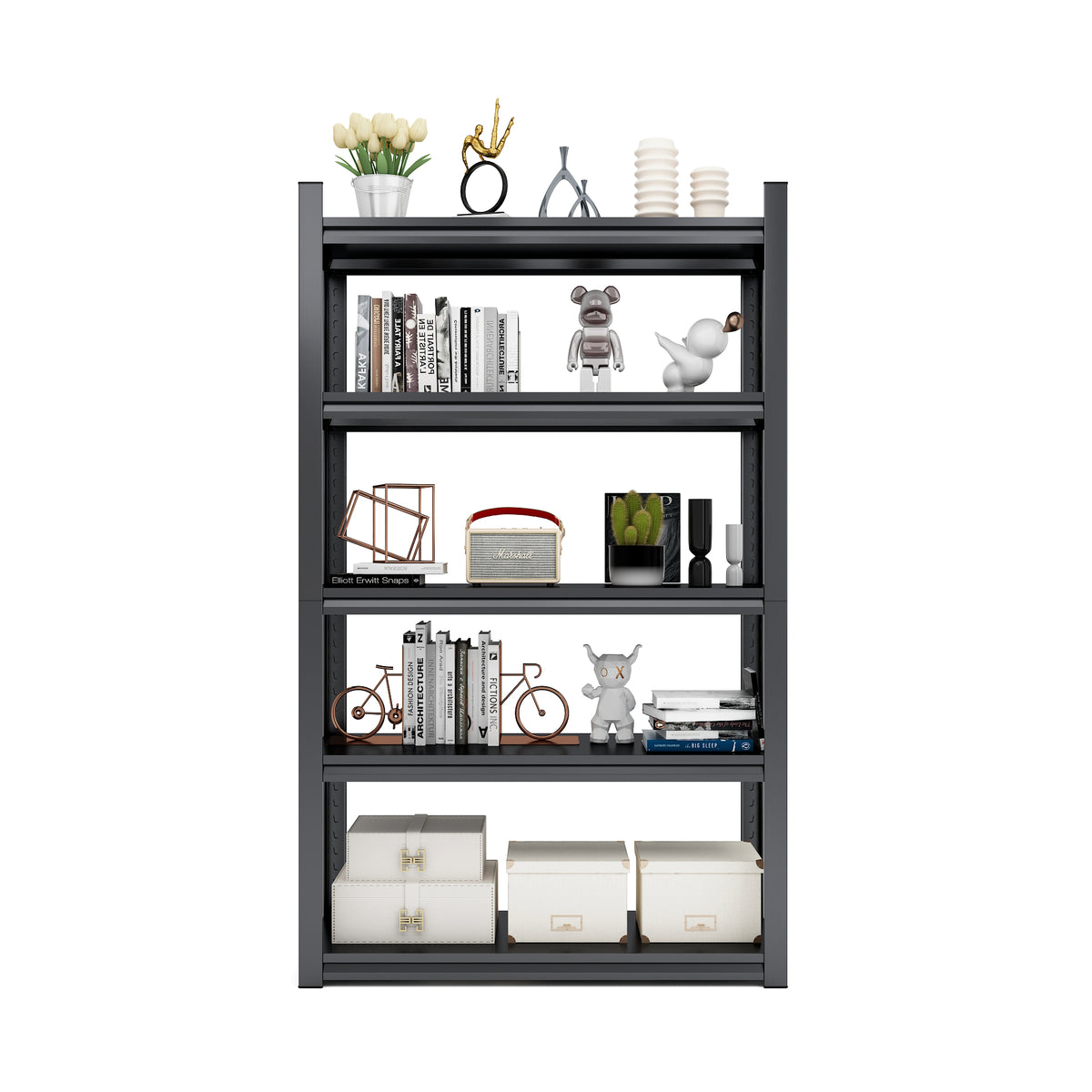 63"H 5 Tier Metal Shelves For Storage Garage Shelving 2000Lbs Heavy Duty Storage Shelves Adjustable Garage Shelf Industrial Shelving Unit Storage Utility Rack,31.5"W*15.7"D*63"H,Black 5 Black Gray Standard Vertical Kitchen Open Back Metal Modern