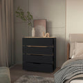 Lynbrook 4 Drawer Dresser Black Wengue And Light Oak Black Particle Board
