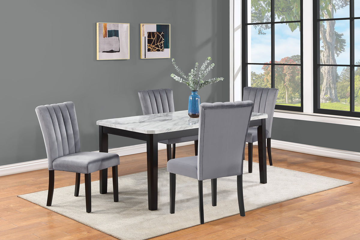 2Pc Casual Upholstered Velvet Upholstery Chair Channel Tufted Back Wooden Dining Room Furniture Gray Black Black,Gray Dining Room Contemporary,Modern Accent Chairs Tufted Back Set Of 2 Wood