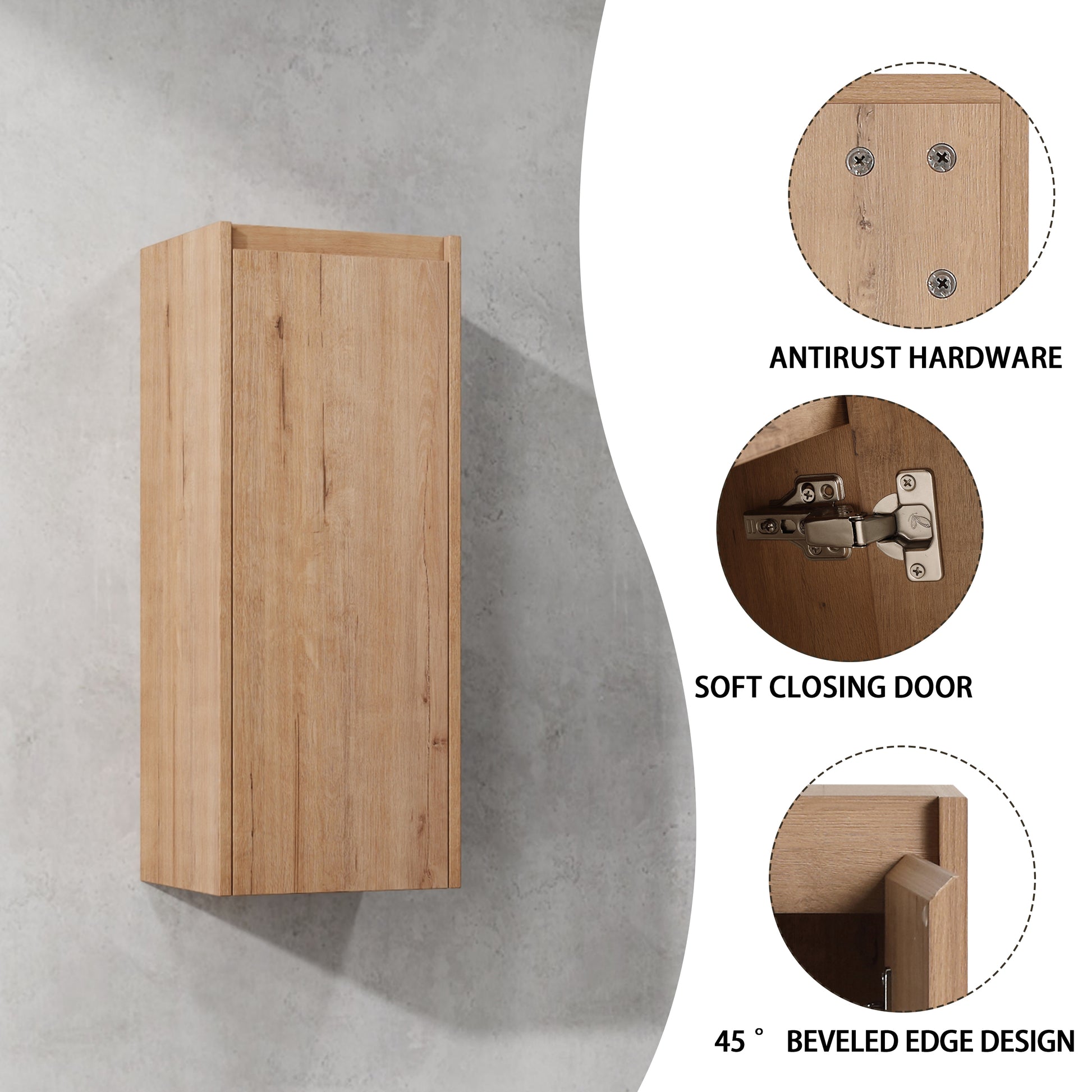 48" Wall Mounted Bathroom Vanity With Sink And Side Cabinet, Soft Close Doors,00112Imo 0636Imo 0612Gwh Combination Cabinet Kd Packing Imitative Oak Bathroom Modern Plywood Plywood