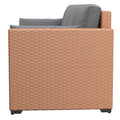 Outsunny Wicker Patio Couch, Pe Rattan 3 Seat Sofa, Outdoor Furniture With Deep Seating, Cushions, Steel Frame, Sand Brown Steel