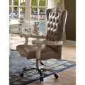 Vintage Grey And Bone White Swivel Chair With Lift Vintage Primary Living Space Vintage Poplar Faux Leather
