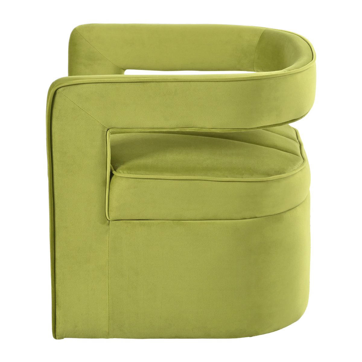 Modern Velvet Accent Chair With Ribbed Detail, Luxury Curved Fully Upholstered Accent Chair, Green No Assembly Needed Green Velvet