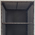 Outsunny Valet Pool Towel Rack, Waterproof Pe Plastic Rattan Wicker Storage Organizer, Indoor Outdoor Spa, And Hot Tub Accessory Storage, 2 Shelves, 1 Basket Drawer, Mixed Gray Dark Grey Rattan