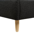 Roman Curved Headboard Upholstered Platform Bed, King, Ebony Black Boucle Box Spring Not Required King Black Wood Foam Boucle Boucle