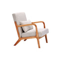 Mid Century Modern Accent Chair, Arm Chair Living Room Chairs With Pillow Upholstered Reading Chair With Solid Wood Frame & Living Room Bedroom Balcony Beige Beige Brown Primary Living Space