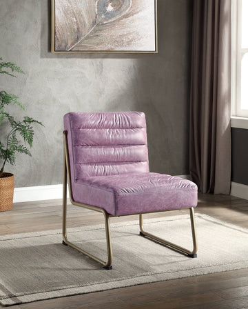 Wisteria Accent Chair With Metal With Sled Base Pink Primary Living Space Genuine Leather