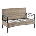 Patio Furniture, Outdoor Furniture, Seasonal Pe Wicker Furniture, Four Set Wicker Furniture With Black Metal Table Yes Brown Seats 4 Pe Rattan Iron Waterproof Fabric