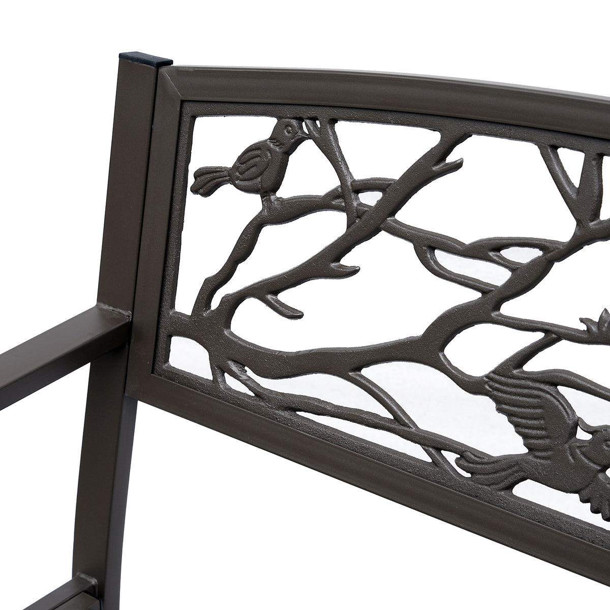 Outsunny 50" Garden Bench, Outdoor Patio Bench With Animal Pattern, Cast Steel Metal Bench For Yard, Lawn, Porch, Brown Brown Iron