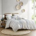 Cotton Printed Duvet Cover Set With Chenille Queen Multicolor Cotton