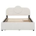 Queen Size Upholstered Platform Bed With Multi Functional Headboard, Trundle And 2 Drawers, White Box Spring Not Required Queen White Wood Bedroom Upholstered