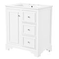30 Inch Bathroom Vanity With Sink, Modern Elegant Bathroom Storage Cabinet With 3 Drawers And Adjustable Shelves, Freestanding Vanity Set With Mirror Cabinet, Single Sink Bathroom Vanity White Bathroom Solid Wood Mdf Glass