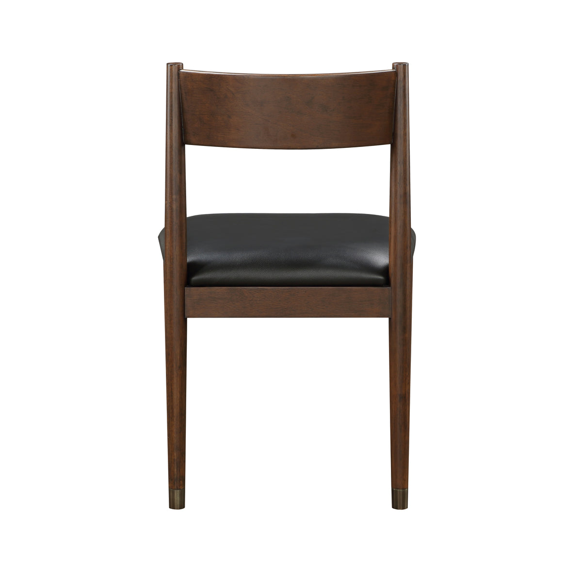 Black Leather Upholstered Side Chairs Set Of 2, Modern Contemporary Cherry Finish Wooden Furniture Dining Chairs Cherry Dining Room Contemporary,Modern,Transitional Wood