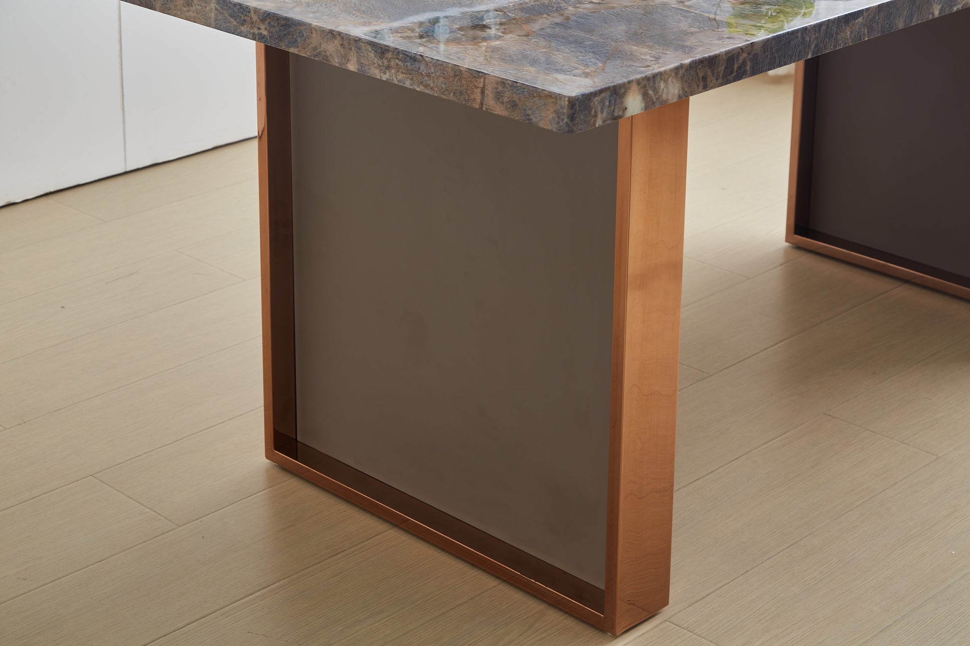 Faux Marble Mdf Dinning Table For 6 Or 8,Rectangular 70.8"L*35.4"W*29.8"H, Luxurious Rocky Stone Effect Top Stainless Steel Legs Modern, Durable, Easy To Assemble For Kitchen Living Room Meeting Brown Brown Grey Seats 6 Gray Ergonomic Desk And Hutch