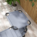 Outsunny Outdoor Lounge Chair, Adjustable Backrest Folding Chaise Lounge, Cushioned Tanning Chair W Sunshade Roof & Pillow Headrest For Beach, Camping, Hiking, Gray Grey Steel