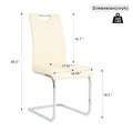 Modern Pu Dining Chair Living Room Chair Upholstered Chair, Electroplated Metal Legs Design, Kitchen, Living Room, Bedroom, Dining Room Side Chair Set Of 2 Light Yellow Metal