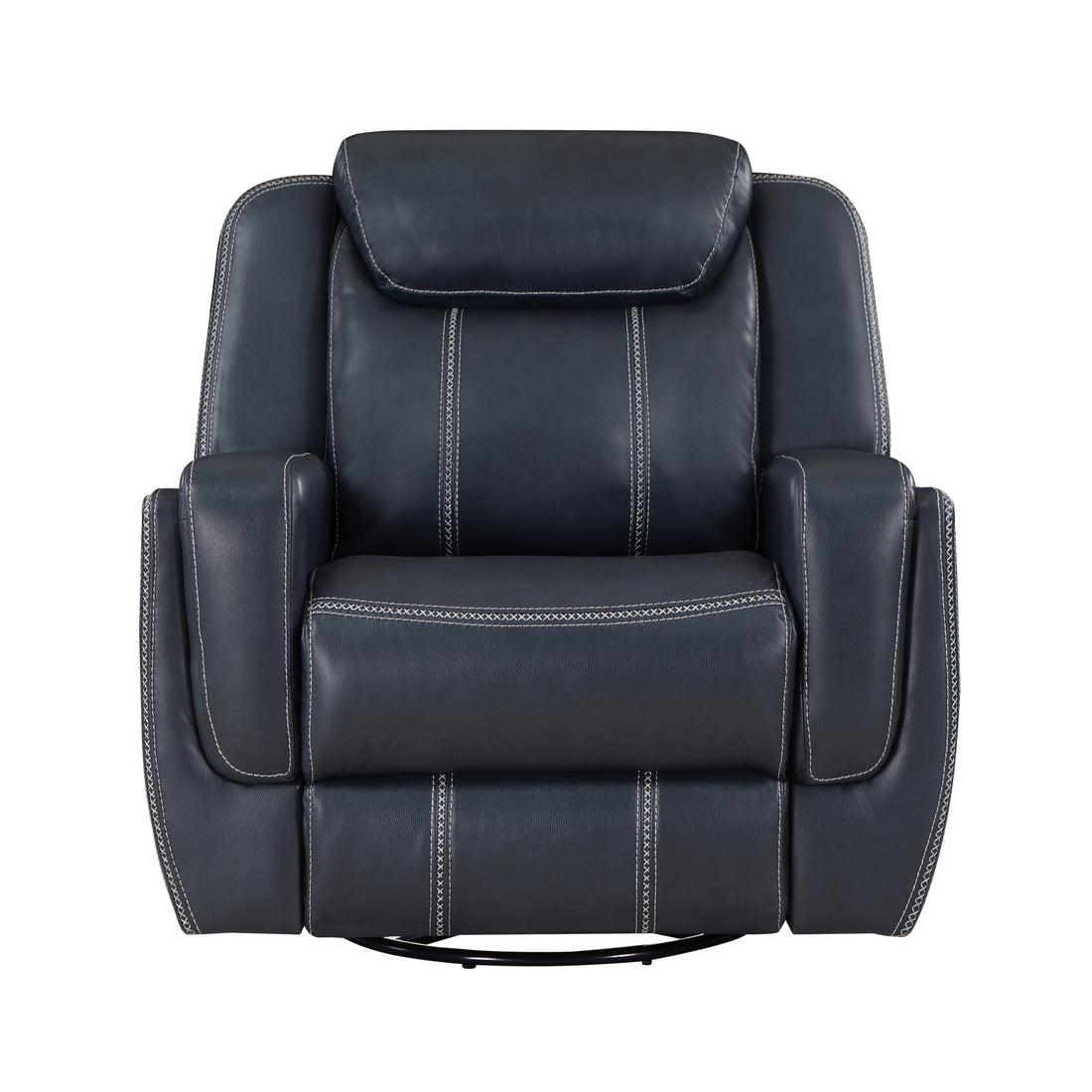 Modern Blue Swivel Glider Reclining Chair,Faux Leather Upholstery Living Room Furniture 1Pc Blue Faux Leather Wood Primary Living Space Modern Plywood,Solid Wood