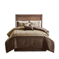 7 Piece Faux Suede Comforter Set Brown Cal King California King Brown Polyester
