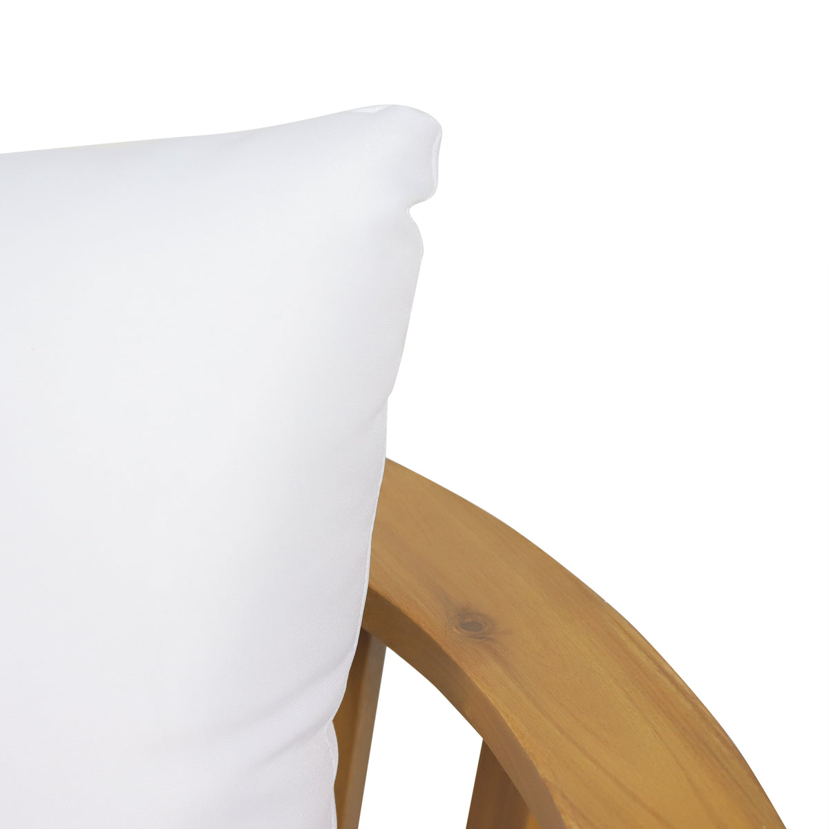 Outdoor Wooden Loveseat With Cushions White Teak 55.50" W X 27.00" D X 25.50" H Yes Teak Foam Acacia Wood