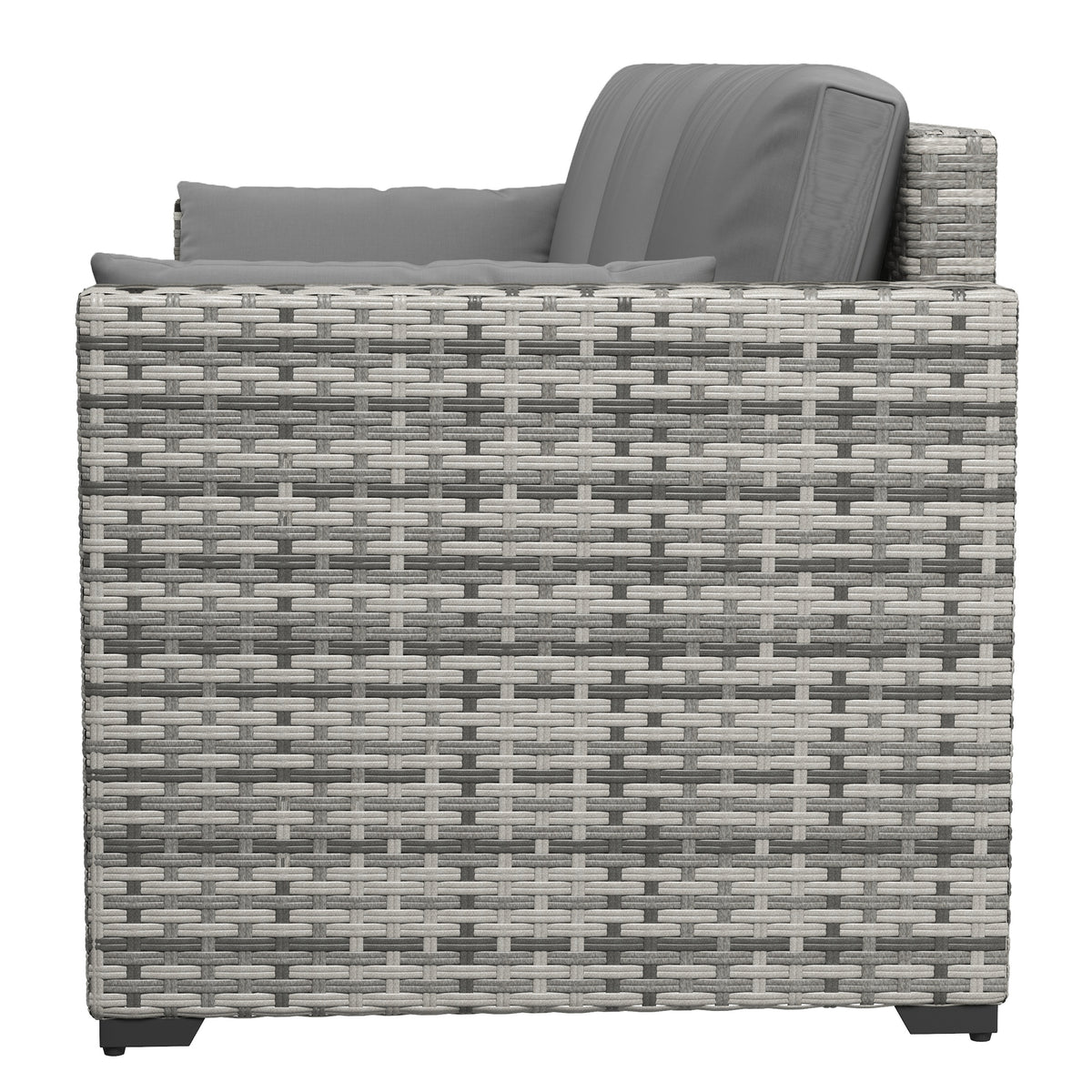 Outsunny Wicker Patio Couch, Pe Rattan 3 Seat Sofa, Outdoor Furniture With Deep Seating, Cushions, Steel Frame, Gray Gray Steel