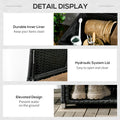 Outsunny Outdoor Deck Box & Shoe Storage, Pe Rattan Wicker Towel Rack With Liner For Indoor, Outdoor, Patio Furniture Cushions, Pool, Toys, Garden Tools, Black Black Steel