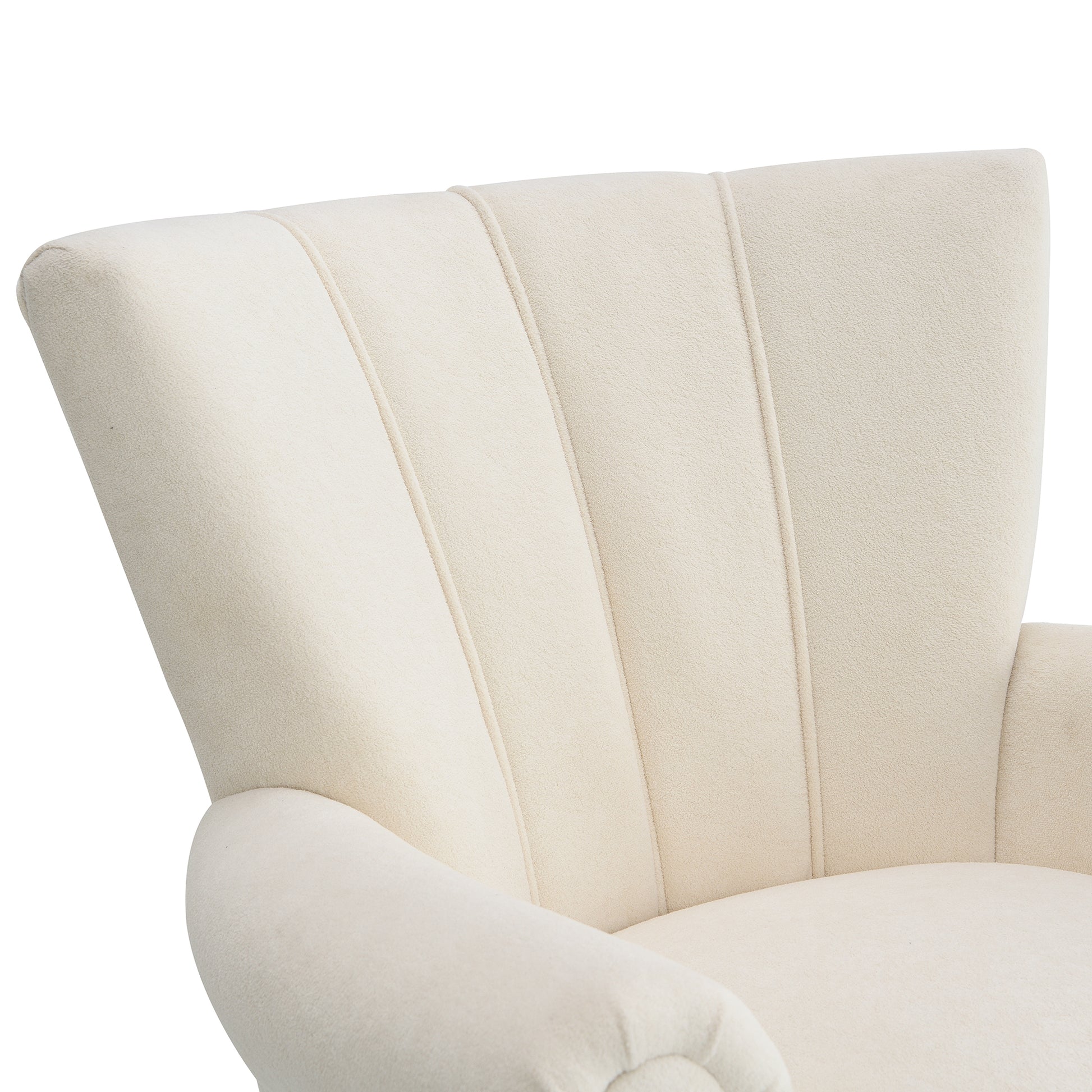 Modern Accent Living Room Chairs,Polyester Armchair Club Chair With Channel Back, Accent Chair For Living Room, Bedroom Reading Room, Soft Fabric, Wooden Leg, Beige Beige Primary Living Space Foam Plywood
