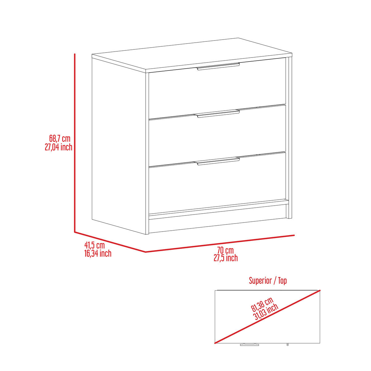 Kaia 3 Drawers Dresser, Superior Top Light Gray Gray Drawer 3 Drawers Bedroom Shelf Modern Particle Board Particle Board