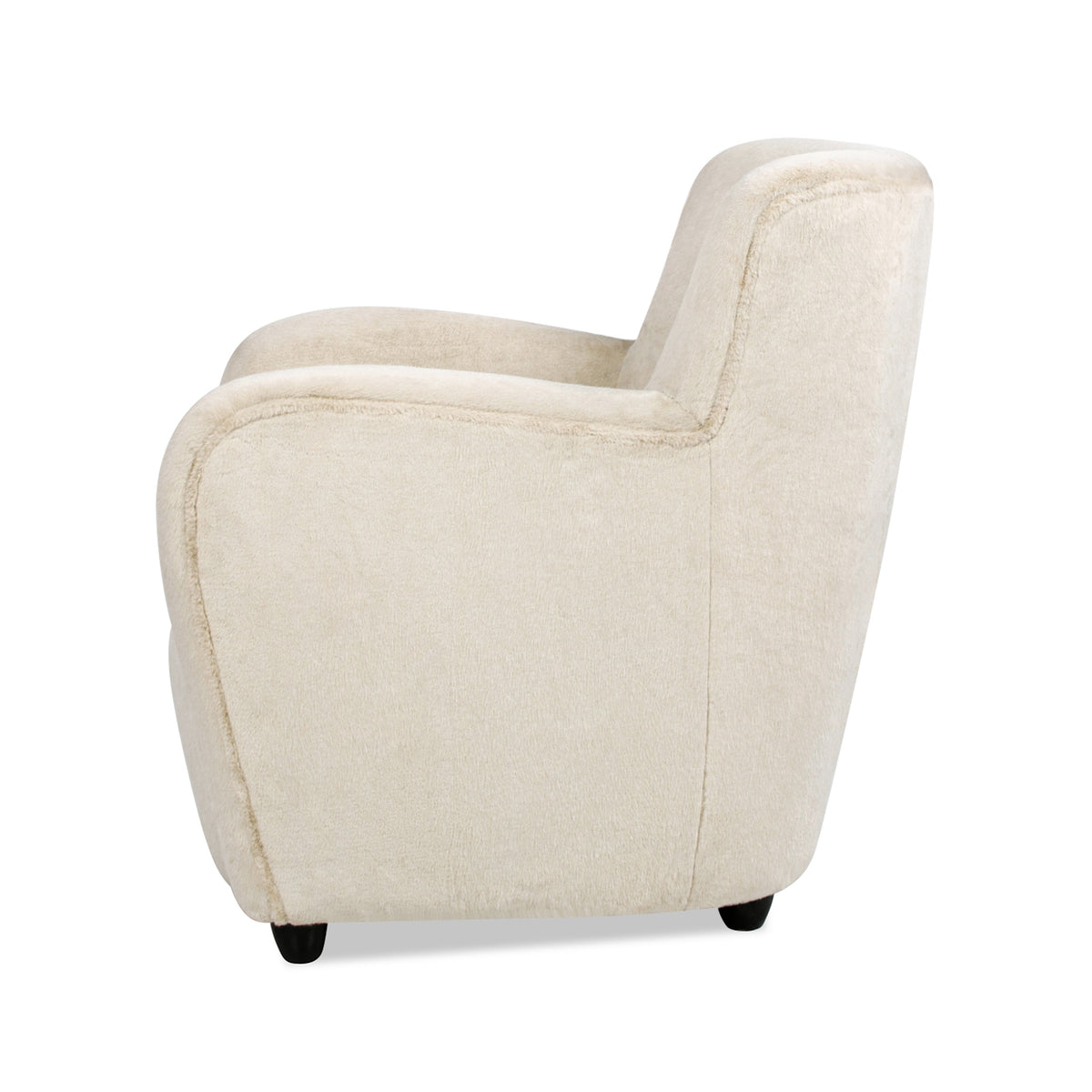 Wolffe 32" Curved Arm Accent Chair, Cr Me De La Cr Me White Faux Fur White Foam Faux Fur