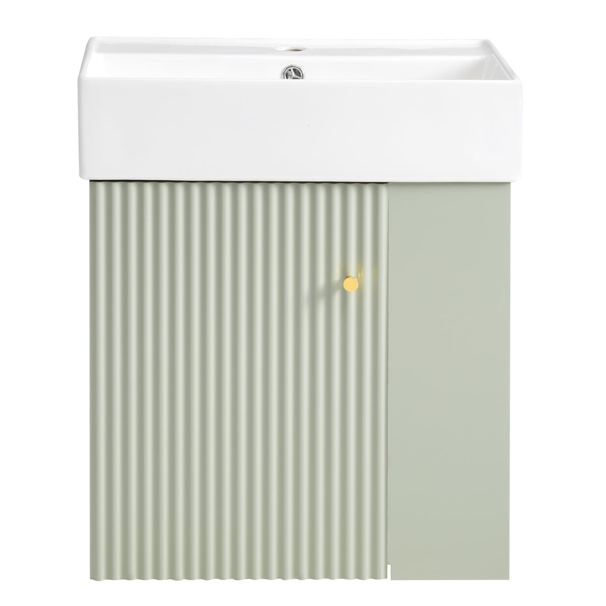 Video 21.6 Inch Modern Floating Bathroom Vanity With Ceramic Basin Perfect For Small Bathrooms, Right Side Storage Green Bathroom Ceramic Mdf