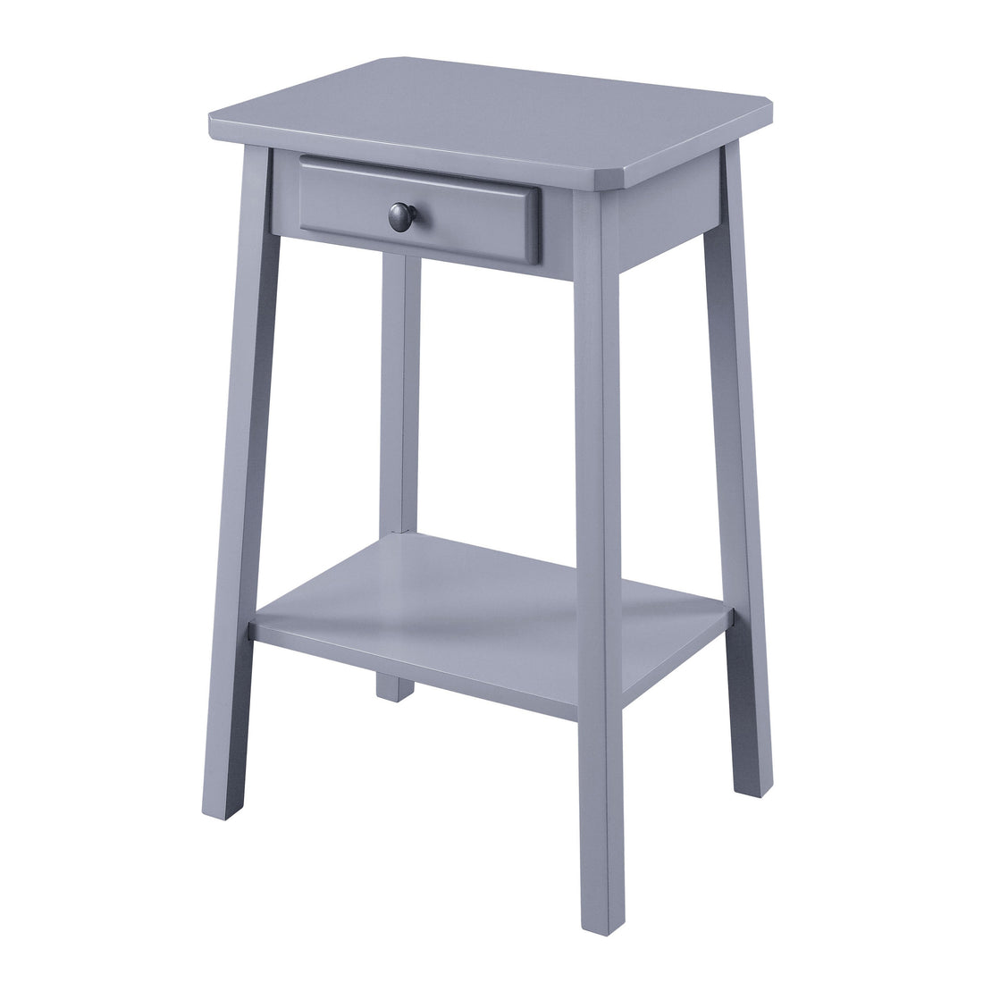 Grey End Table With Bottom Shelf Grey Primary Living Space Rectangular Wood
