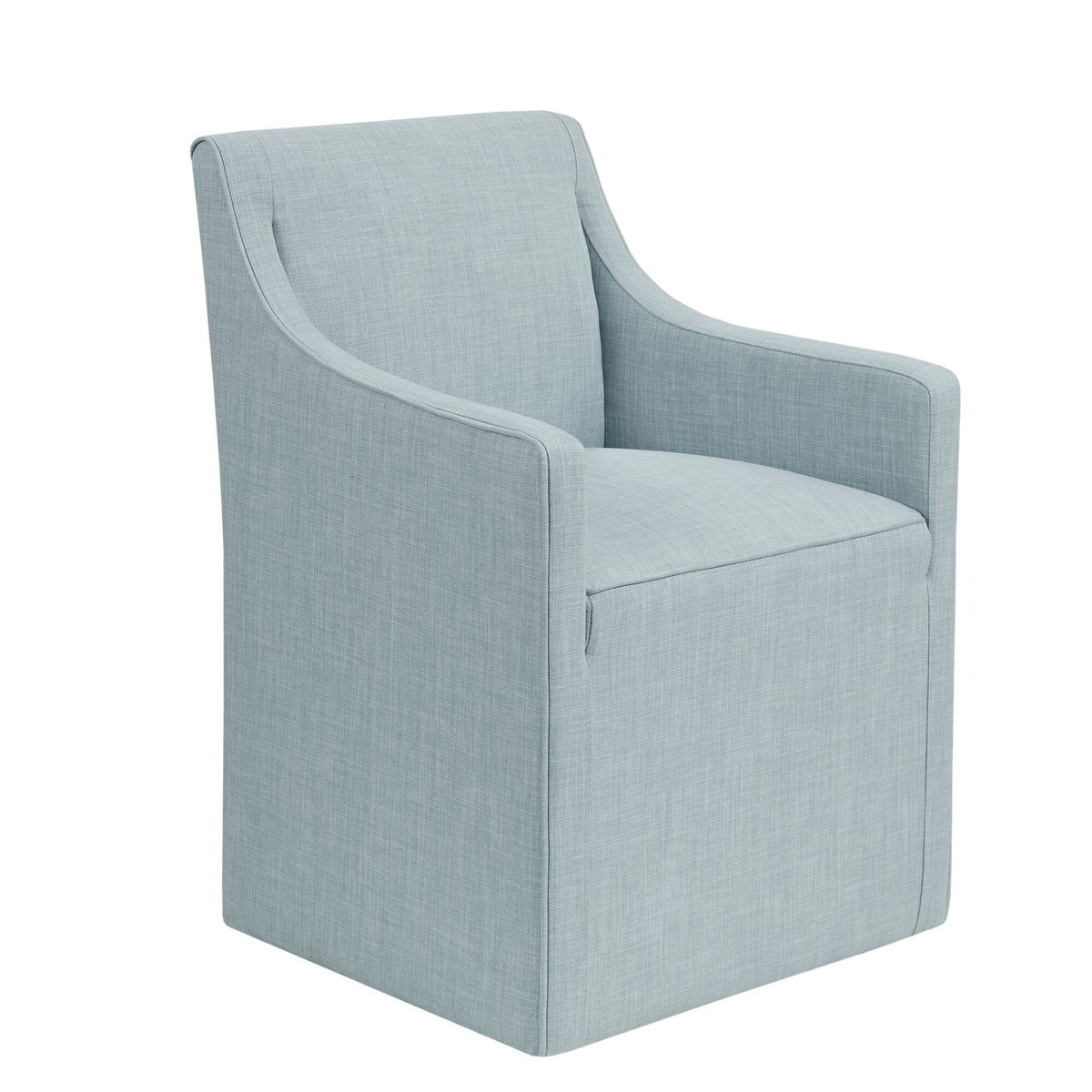 Skirted Dining Arm Chair With Casters Blue Wood