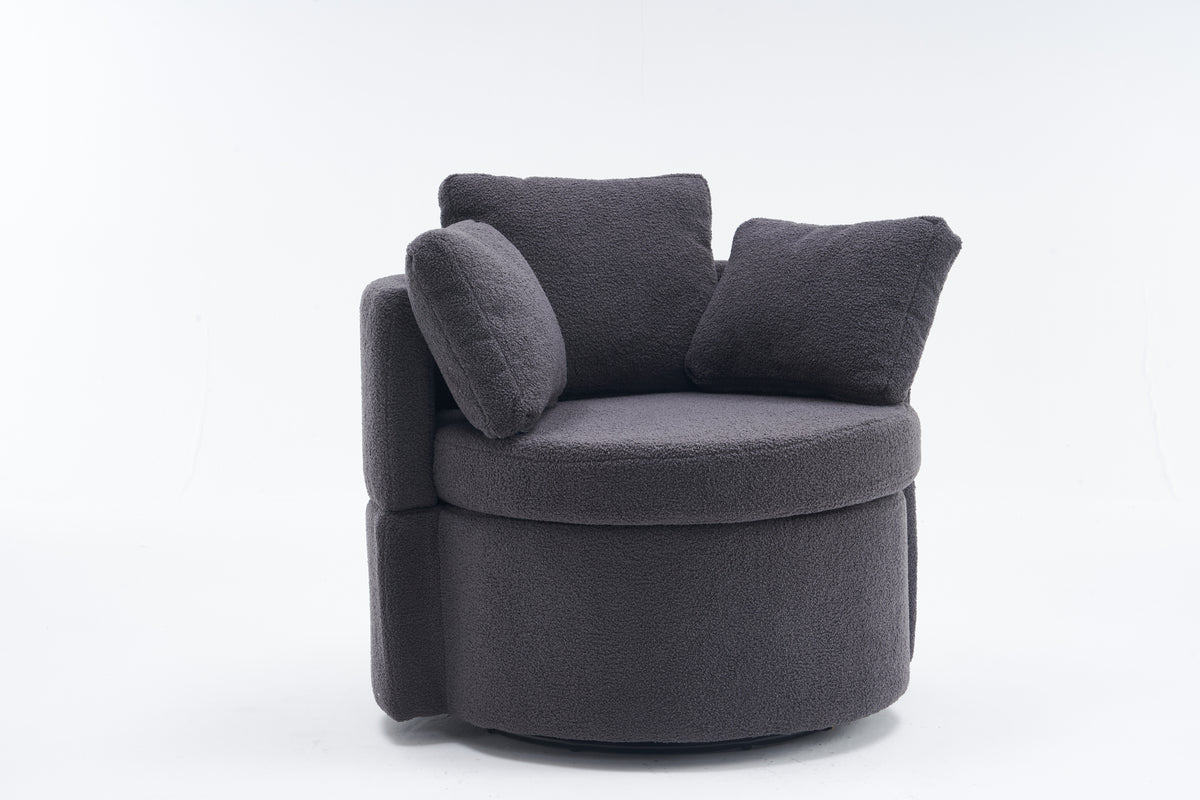 029 Teddy Fabric Swivel And Storage Chair With Back Cushion For Living Room,Dark Gray Dark Gray Primary Living Space Modern Foam Teddy
