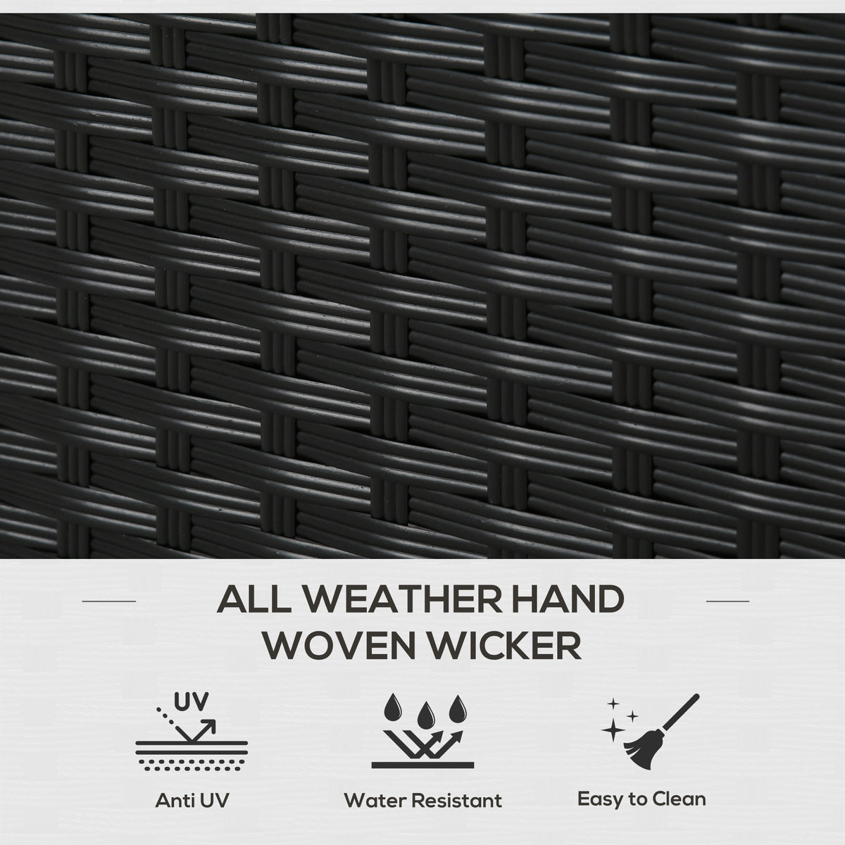 Outsunny Outdoor Deck Box & Shoe Storage, Pe Rattan Wicker Towel Rack With Liner For Indoor, Outdoor, Patio Furniture Cushions, Pool, Toys, Garden Tools, Black Black Steel