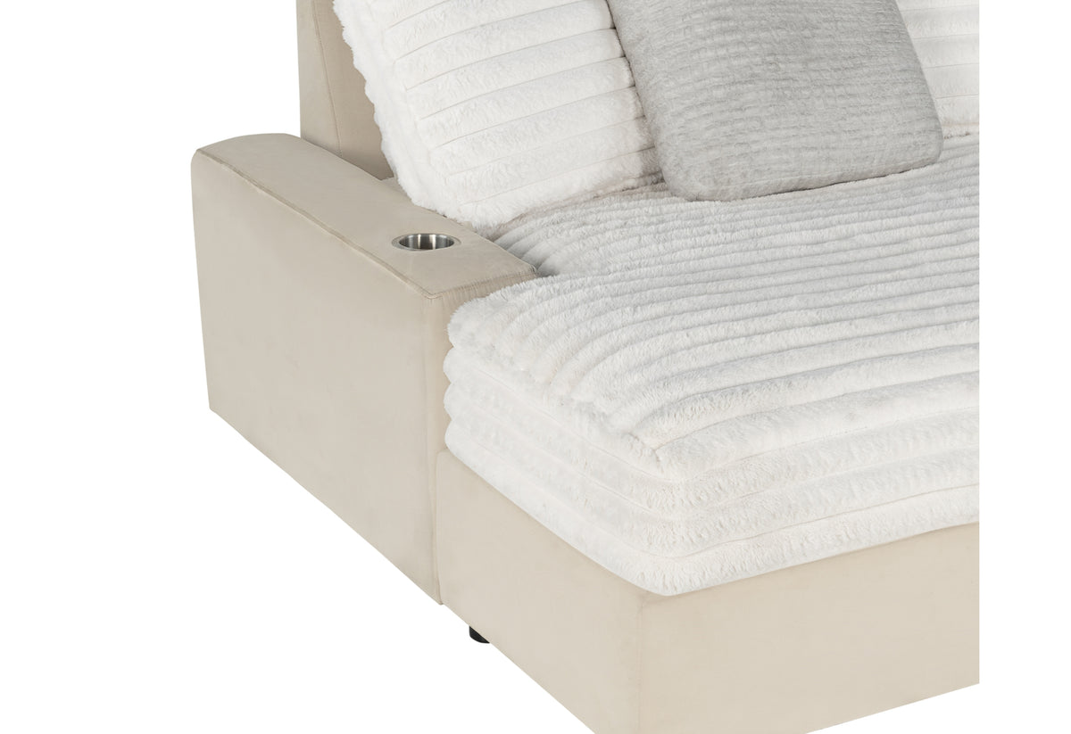 Shine Beige Lounger Sofa With Usb Beige Fabric
