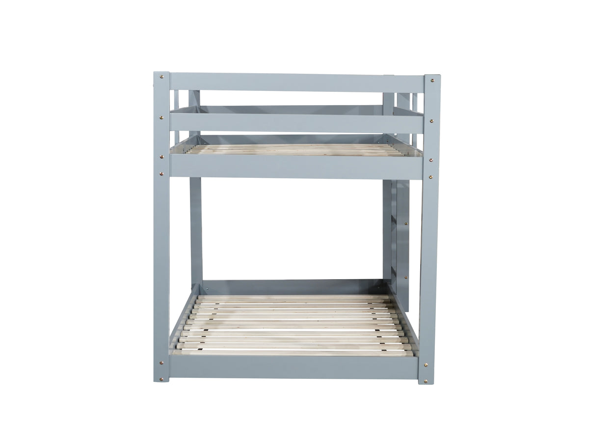 Solid Woodensolid Rubber Wooden Twin Over Twin Loft Bed With Ladder ,Upper And Bottom Bed Platforms Crafted With Strengthened Slats ,Grey Twin Grey Rubber Wood